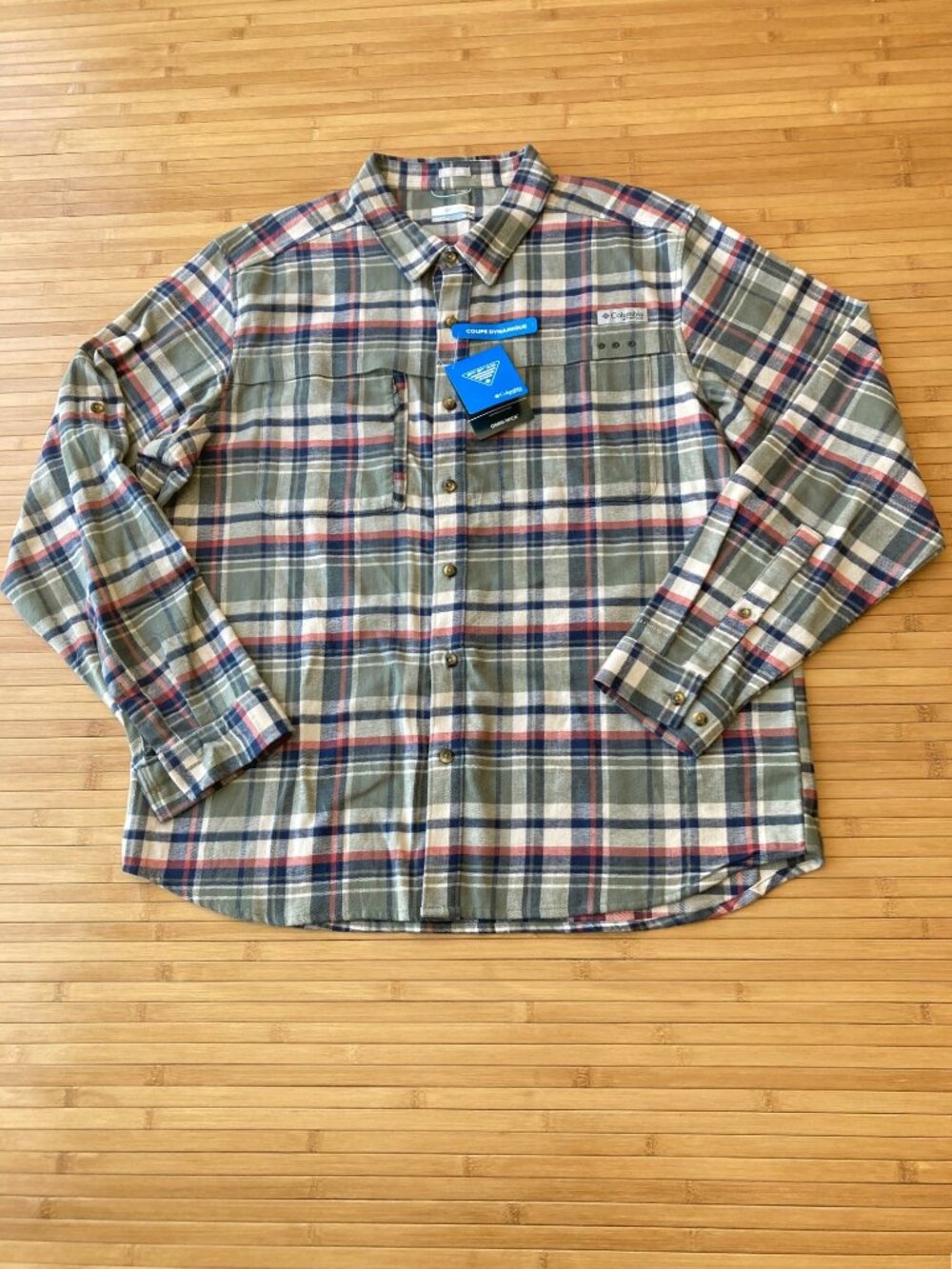 Columbia PFG Wild Cast Flannel Shirt Fishing Mens XL Cypress Tartan Plaid NWT